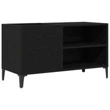 vidaXL Meuble à vinyles Chêne noir 84,5 x 38 x 48 cm Bois d'ingénierie - Noir - Voir 2