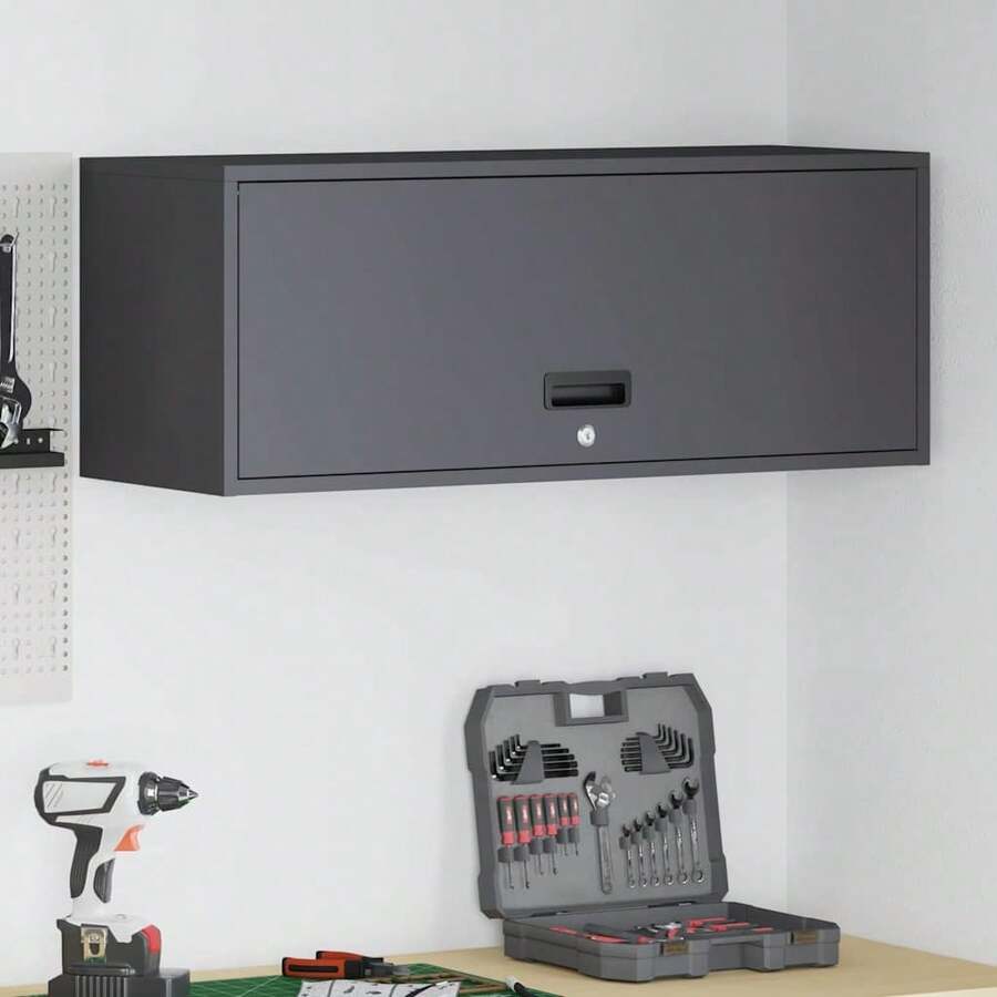 vidaXL Armoire murale pour garage Noir 90 x 33 x 35 cm - Noir - Voir 1