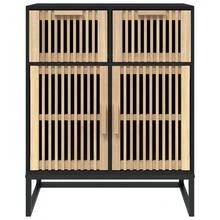 Buffet vidaXL noir 60x30x75 cm en bois massif - Noir - Voir 5