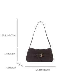 Elegant Strap Design Women's Shoulder Bag, Zipper Closure Minimalist Coffee Crescent Underarm Bag, Suitable For Women On Dates - Coffee - View 6