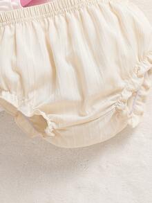 3pcs/Set Cute & Sweet Baby Girls' Summer Woven Textured Fabric Triangle Shorts - Multicolor - View 6