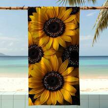 1条向日葵沙滩巾，超柔软超细纤维特大号沙滩毯，超强吸水浴巾，适合旅行、游泳池、潜水、冲浪、瑜伽、露营，多种尺寸可选，沙滩、泳池、旅行、露营、瑜伽用品 - 彩色 - 查看 5