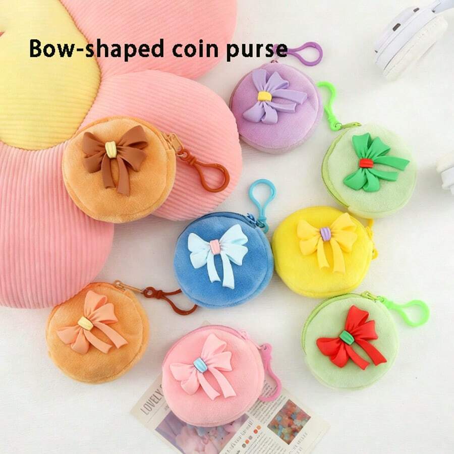 1pc Cartoon Keychain Coin Purse Girly Bow Earphone Storage Pouch Cute Small Coin Wallet For Women Mini Wallet Small Wallet Kawaii Cute Stuff - Multicolor - View 1
