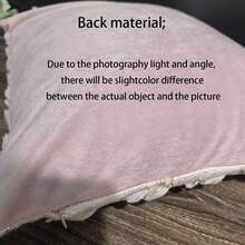 1件绗缝刺绣蝴蝶图案毛绒抱枕套，方形，适合家居装饰，客厅，卧室，沙发，四季皆宜 - 粉色 - 查看 7