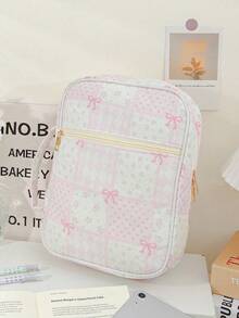 1个大号女士圣经套，绗缝可爱蝴蝶结图案圣经包，宽敞便携防尘书套，花卉图案圣经收纳袋，带绗缝提手和拉链口袋，圣经学习必备，教师节礼物，返校礼物，可爱女孩生日礼物 - 彩色 - 查看 13