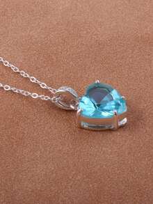 1件浅蓝色心形吊坠项链，情人节 - 淺藍色 - 查看 1