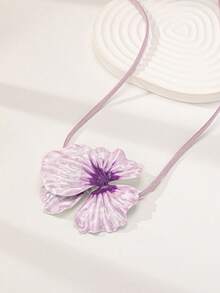 1 pieza Collar con flor de rosa de terciopelo decorativa de ilusión para mujer - Púrpura malva - Ver 5