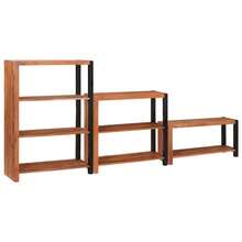 vidaXL Étagère 3 pcs Marron 80 x 30 x 110 cm Bois d'Acacia Massif - Tabac - Voir 2