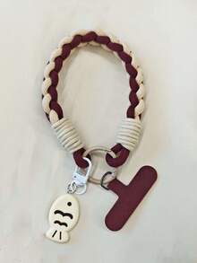 1 件简约编织手机挂绳腕带，耐用防摔手机吊坠，男女通用