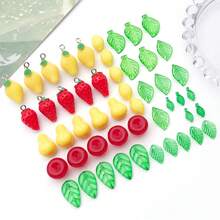 50 件装亚克力迷你绿色透明小叶子水果系列套装，适用于 DIY 手工耳环串珠饰品配件。 - 均碼 - 查看 8