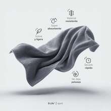 B Life Kit 5 Toallas de Microfibra Deportivas | Súper Absorbentes y de Secado Rápido | Color Negro/Gris | Fácil de Transportar | para Gym y Natación. - Negro/Gris - Ver 2