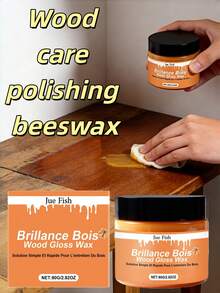 1 pieza Cera de abeja para el cuidado y pulido de madera Jue Fish, nueva fórmula que mejora el brillo y elimina la suciedad, apta para muebles de madera - Multicolor - Ver 1