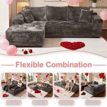 106 Inch Cloud Series Combination Sofa With Deep Seat Design, Hot Selling Living Room Boneless Sofa, Modern Modular Sofa With L-Shaped Recliner, Soft And Comfortable Series, Valentine's Day Gift For Living Room, Bedroom, Apartment, No Assembly Required - 卡其色 - 查看 6