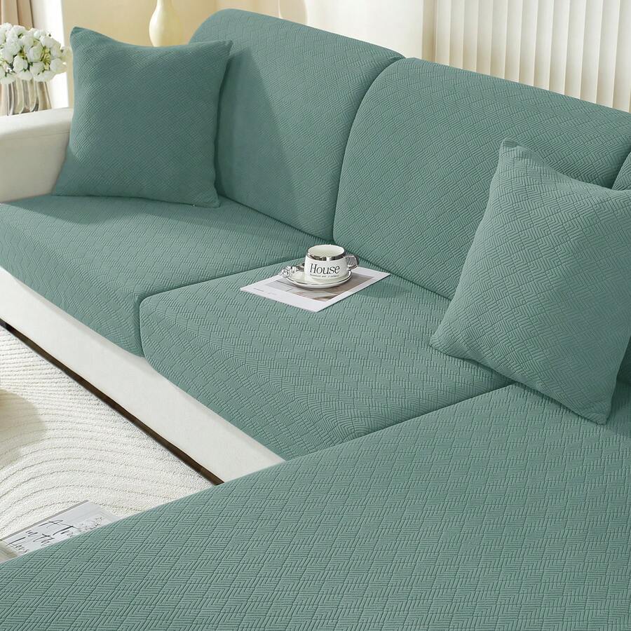 YSTYLE 1 Piece Solid Color Sofa Cover, Modern Stretch Polyester Universal Non-Slip Washable Soft Stain Resistant Sofa Cushion Covers For Living Room - Green - View 1