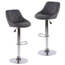 Silla giratoria ajustable de altura del taburete de la barra de 2 piezas con reposapiés para el comedor de la isla de la cocina - Negro - Ver 7