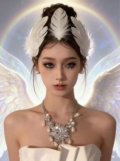 2个白色天鹅羽毛发夹，新娘婚礼发饰，节日装扮，情人节装饰，送朋友的礼物，嘉年华