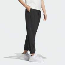 Adidas 阿迪达斯女士梭织七分裤，宽松直筒运动裤，高腰休闲裤，春季通勤百搭单品 - 黑色 - 查看 3