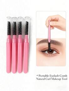 旅行装螺旋眉刷睫毛梳套装 - 带防尘盖，迷你眉毛修剪器，适合日常和旅行使用，男女皆宜的便携式眉毛造型工具 - 彩色 - 查看 4