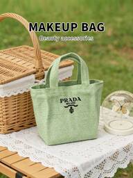 Prada กระเป๋าโท้ท/กระเป๋าสะพายไหล่สานสีเขียวมิ้นท์สำหรับผู้หญิง, เนื้อสัมผัสสดชื่น, เหมาะสำหรับใช้ในชีวิตประจำวัน, อีกทั้งยังเป็นของขวัญที่ยอดเยี่ยมสำหรับคริสต์มาสและวันหยุด