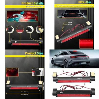 Led Third Brake Lights Center High Mount Stop Light Lamp 12V LED 3rd Brake Tail Rear Lamp For Car Truck RV Trailer SUV Pack Of 2