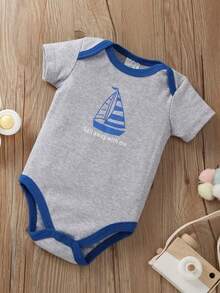 Set Of 5 Triangular Baby Rompers, Made Of Cotton With A Nautical Anchor Print, Soft And Comfortable, Ideal For Outdoor Use And Everyday Wear At Home. - Azul - Ver 4