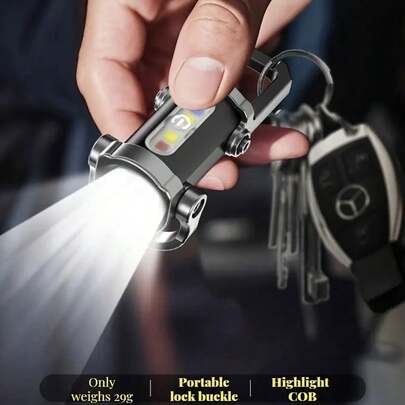 1/2/4 Mini Keychain LED Flashlights With 1000 Lumens Cob Side Light - Type-C Rechargeable, 7 Modes, Portable Lighting Tool, Multi-Functional Outdoor Flashlight Bag, With Clips, Suitable For Hiking, Camping, Fishing, Running, Emergency Lighting / Dog Collar