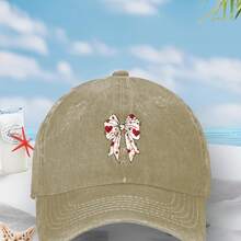 1 Happy Valentine's Day Bow| Funny Cool Graphic Baseball Cap| Casual Lightweight Geometric Pattern Knit Fabric, Machine Washable - 沙/ - 查看 7