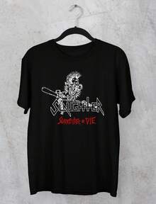 Slaughter Rock Band HOT NEW Black T-Shirt Short Sleeve All Sizes - 黑色 - 查看 1