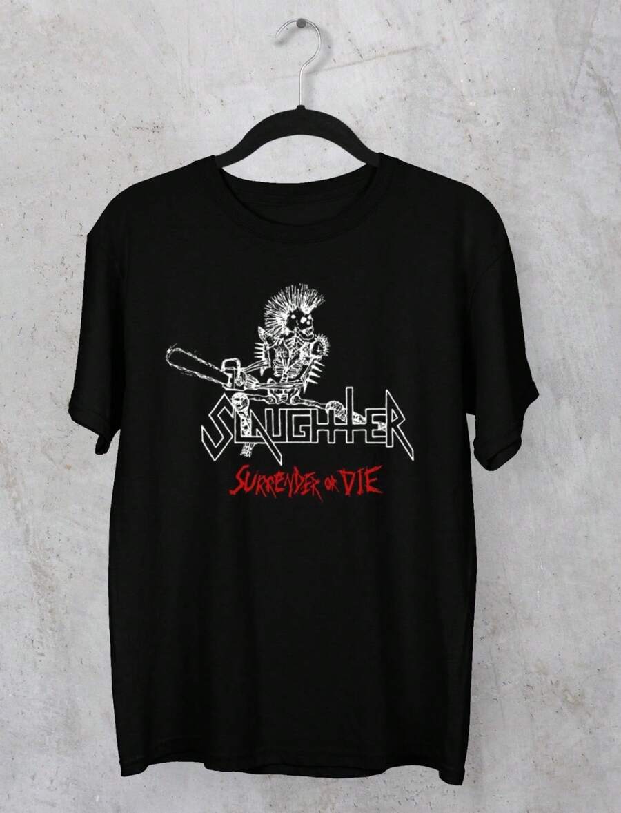 Slaughter Rock Band HOT NEW Black T-Shirt Short Sleeve All Sizes - 黑色 - 查看 1