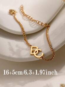 Customized Minimalist Double Letter Stainless Steel Bracelet, Personalized Initial Bracelet For Couples, Birthday Jewelry Gift For Her - Multicolor - View 5