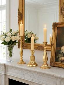 1 pieza/3 piezas Candelabro de metal y hierro simple y creativo, lujoso y romántico para cena a la luz de las velas en bodas, fiestas, dormitorios, mesas, restaurantes, salas de estar, graduaciones, cumpleaños, cocinas, San Valentín y Año Nuevo. Candelabro decorativo, de moda, atmosférico, velas románticas para bodas y mesas, se pueden usar para fiestas de cumpleaños - Dorado - Ver 11