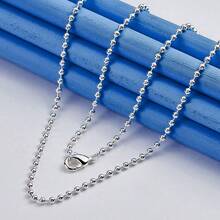 Dây chuyền bạc 925 Sterling, dài 16-24 inch, đường kính 2mm, kiểu dây chuyền hạt, vòng cổ, trang sức thời trang, quà tặng cho nam và nữ. - Bạc 1 - Xem 6