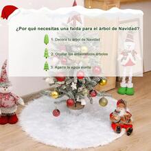 HONGHCL Falda para Arbol de Navidad 48in- Falda para árbol de Navidad Blanca de Piel Artificial, Falda para Arbol de Pedestal para Decoración de Fiesta (122cm\/48in) - albaricoque - Ver 2