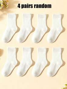 4双随机颜色船袜，白色女童袜，纯色白色儿童袜，运动跑步袜，可爱袜子，夏季贝壳蝴蝶结情人节礼物，返校学生青少年儿童袜 - 彩色 - 查看 8