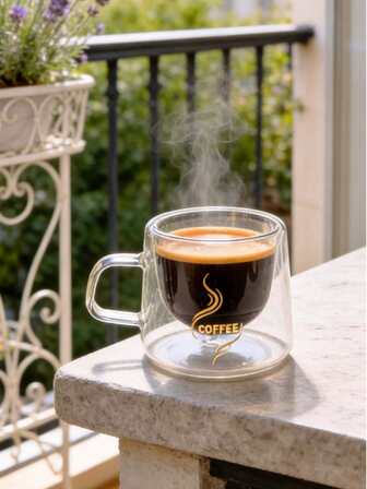 1/2/6 st små dubbelskiktade glasmuggar med handtag, värmeisolerande design lämpliga för te, espresso, mjölk, cappuccino etc. Unika födelsedags- och alla hjärtans dag-presenter