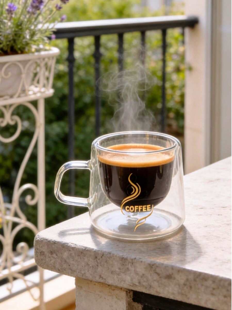 1/2/6pcs Small Double-Layer Glass Coffee Mugs With Handles, Thermal Insulation Design Suitable For Tea, Espresso, Milk, Cappuccino, Etc. Unique Birthday And Valentine's Day Gifts