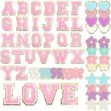 58 Parches Autoadhesivos, Pegatinas de Letras, Parches para Planchar, Parches de Tela Autoadhesivos, para Ropa Chaquetas de Tela Bricolaje Telfono Mvil (Rosa 58 piezas) - rosa 58 piezas - Ver 3