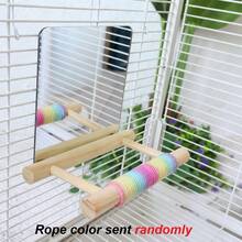 1 peça de poleiro de madeira para papagaio com corda de sisal, espelho de acrílico, brinquedo de treinamento para pássaros, plataforma de escalada minimalista em escada de madeira, adequado para pássaros o ano todo - Multicolorido - Ver 12