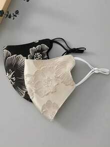 3D Embossed Peony Women's Face Mask - Adjustable Ear Loops, High-End Fashion Breathable Sun Protection, 3D Stylish Accessory, Suitable For Daily Outings, Versatile Mask With Exquisite Design, Delicate Embroidery, Durable Material