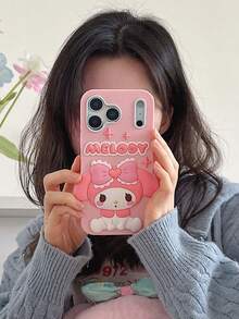 Sanrio Cute Cartoon My Melody Compatible With IPhone 17 Pro Max Phone Case, 16 Plus Fingerprint-Resistant Soft Silicone Cover, 15 3D, 14 Pro Max Full Body, 13 Anti-Fall, 12/11 Lovely & Dirt-Resistant, - Pink - View 4