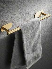 1pc Luxury Gold Stainless Steel Self-Adhesive Towel Bar - Easy Installation Without Drilling, Wall-Mounted Towel Rack, Elegant Bathroom Decor, Bathroom Towel Holder, Bathroom Accessories, Adhesive Towel Rack, Wall-Mounted Bathroom Towel Rack, Bathroom Storage, Towel Hook, Towel Shelf, Bathroom Organizer, Bathroom Furniture, Bathroom - Multicolor - View 2