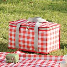 Insulated Lunch Bag - Large Waterproof Lunch Bag, Ideal For Picnics And Office | Durable, Portable, And Multifunctional | Red And White Design