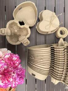 30/10pcs/Set 1 Easter Egg Box Set, Heart-Shaped Egg Carton Set Includes Jute Rope, Paper Pulp Egg Containers, Easter Gift Packaging, Easter Party Decor, Reusable Kitchen Egg Storage Box, Suitable For Kitchen, Farm, Easter, Holiday Gifts, Holiday Decor Baskets, Holiday Gift Boxes - Multicolor - View 9