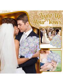 6pcs Artificial Rose Flowers, Valentine's Day Gift, Gift For Mom, Girlfriend, Sister, Wife, Grandma, Galaxy Rose Glass Flower, Preserved Rose, PVC Material With Stem Fake Flowers, Colorful Plastic Simulation Flowers - Color White - View 6