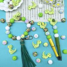 25/42/64颗3D恐龙及恐龙蛋系列硅胶珠套装 - 粉色、红色、蓝色、绿色恐龙及恐龙蛋造型设计 - 可爱动物造型珠子 - 非常适合DIY制作钥匙扣、项链、手链、装饰笔、珠宝和吊坠 - 适合作为节日和生日礼物 - 恐龍系列 - 查看 12