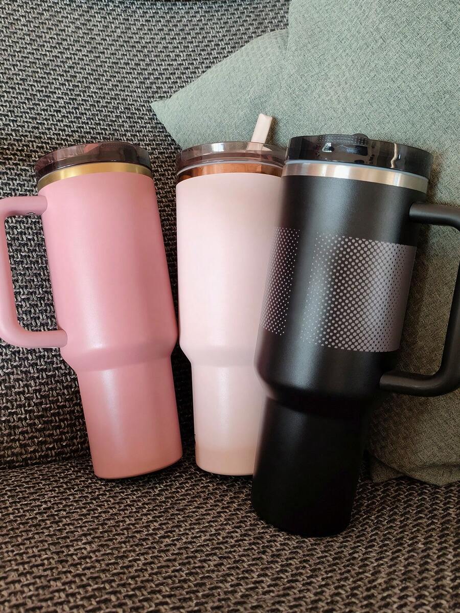 STANLEYo 40oz QUENCHERs Protour Flip Straw Tumbler. Cashmere, Rose Quartz, Black Fade. Double-Wall Vacuum Insulation. Textured Comfort-Grip Handle. Can Be Used For Outdoor Sports, Heat Preservation Time Cold And Hot Water. Can Be Insulated, Exquisite Workmanship, Frozen Drinks, Beautiful Appearance, Suitable For Camping, Work, Indoor Use. (1183ml) - 40oz/1183ml - Xem 1