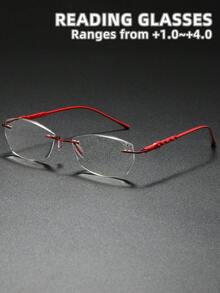 NRDZQ Women's Rimless Rhinestone Reading Glasses, New Fashion Rhinestone Rimless Diamond-Cut Edge Metal Reading Glasses - Transparent - View 17