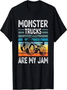 Monster Truck Are My Jam Vintage Retro Sunset Engines Gift T-Shirt - màu đen - Xem 1
