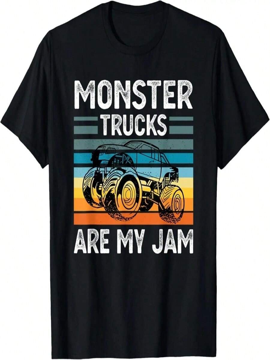 Monster Truck Are My Jam Vintage Retro Sunset Engines Gift T-Shirt - màu đen - Xem 1