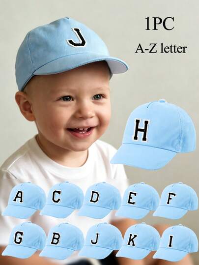 1pc Adjustable A-Z Letter Baby Baseball Cap, Suitable For Princess Girls Travel, Outdoor Activities And Daily Wear, Birthday Gift